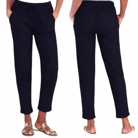 J. Crew Black Drapey Drawstring Waist High Waisted Cropped Pants Size 10 - Picture 1 of 10